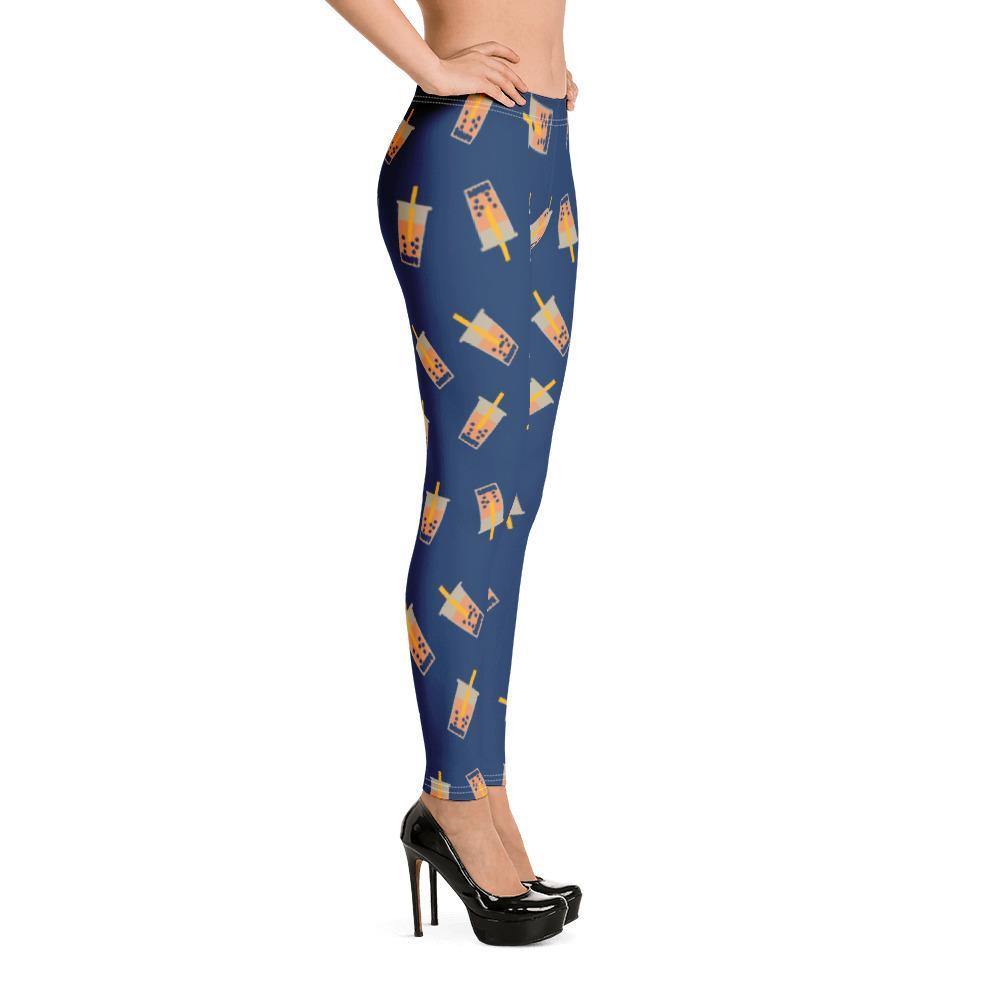 Side shot of a woman in heels wearing boba leggings