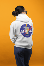 Back View of a Woman wearing a NASA Boba Hoodie 