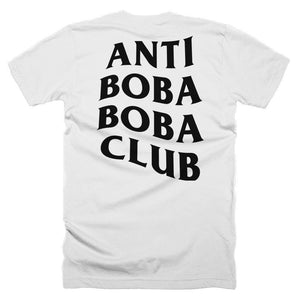 Back of Shirt with Anti Boba Boba Club on it in Lychee White
