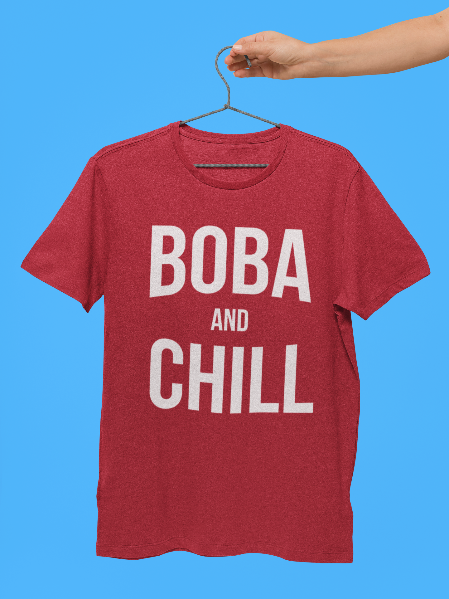 Someone holding Boba and Chill Shirt