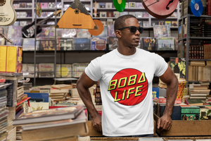 African American man wearing a Boba Life T-Shirt 
